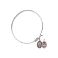 thumbnail image 2 of 6 1/4 inch Round Eye Hook Bangle Bracelet w/ St. Christopher/Football in Sterling Silver, 2 of 3