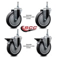 thumbnail image 2 of 6 Inch Thermoplastic Rubber 12MM Threaded Stem Caster Set 2 Brakes SCC, 2 of 2