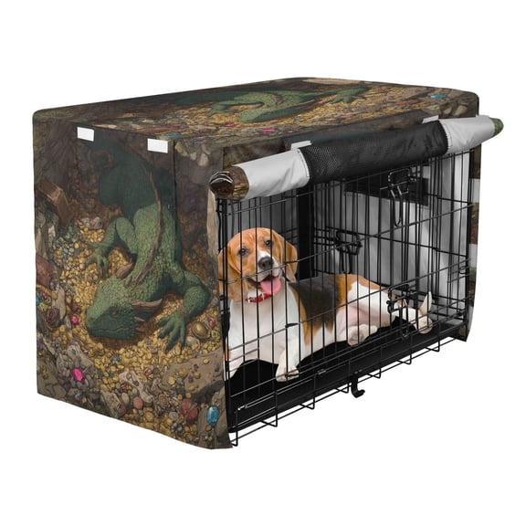 Qxltty Treasure Dragon Crate Cover Durable Oxford Cloth Pet Kennel Sunshade Universal Fit for 35in Wire Cage