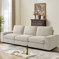thumbnail image 2 of Fairyland 100" Modular Sofa with Seats Storage, Comfy 3-Seater Chenille Fabric Couch for Living Room, Office, Apart W/Deep Seat, USB Charging, Upholstered Couch with Removable Cover,Beige, 2 of 6