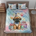 thumbnail image 2 of Happy Birthday Cute Puppy Mastiff with Cake Gifts Party Hat Quilt Bedding Set Mastiffs Dog Lover Gifts Idea 1 Blanket Bed Cover 2 Pillowcases - 00029, 2 of 5