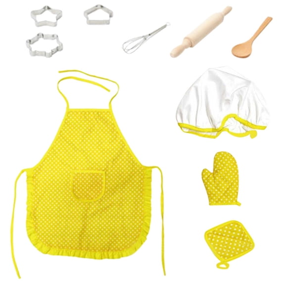 Ensemble de 10 Pcs Tablier pour Enfants et Tuque de Chef, Costume de Chef pour Garçons, Pâtisserie