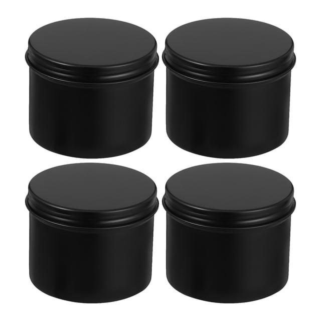 4 recipientes redondos de metal negro con tapa para hacer velas, manualidades y decoración del hogar