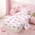 thumbnail image 2 of Erosebridal Cute Pink Bowknot Kids Twin Sheet Sets,Cute Princess Bowknot Bedding For Girls 3pcs, 2 of 6