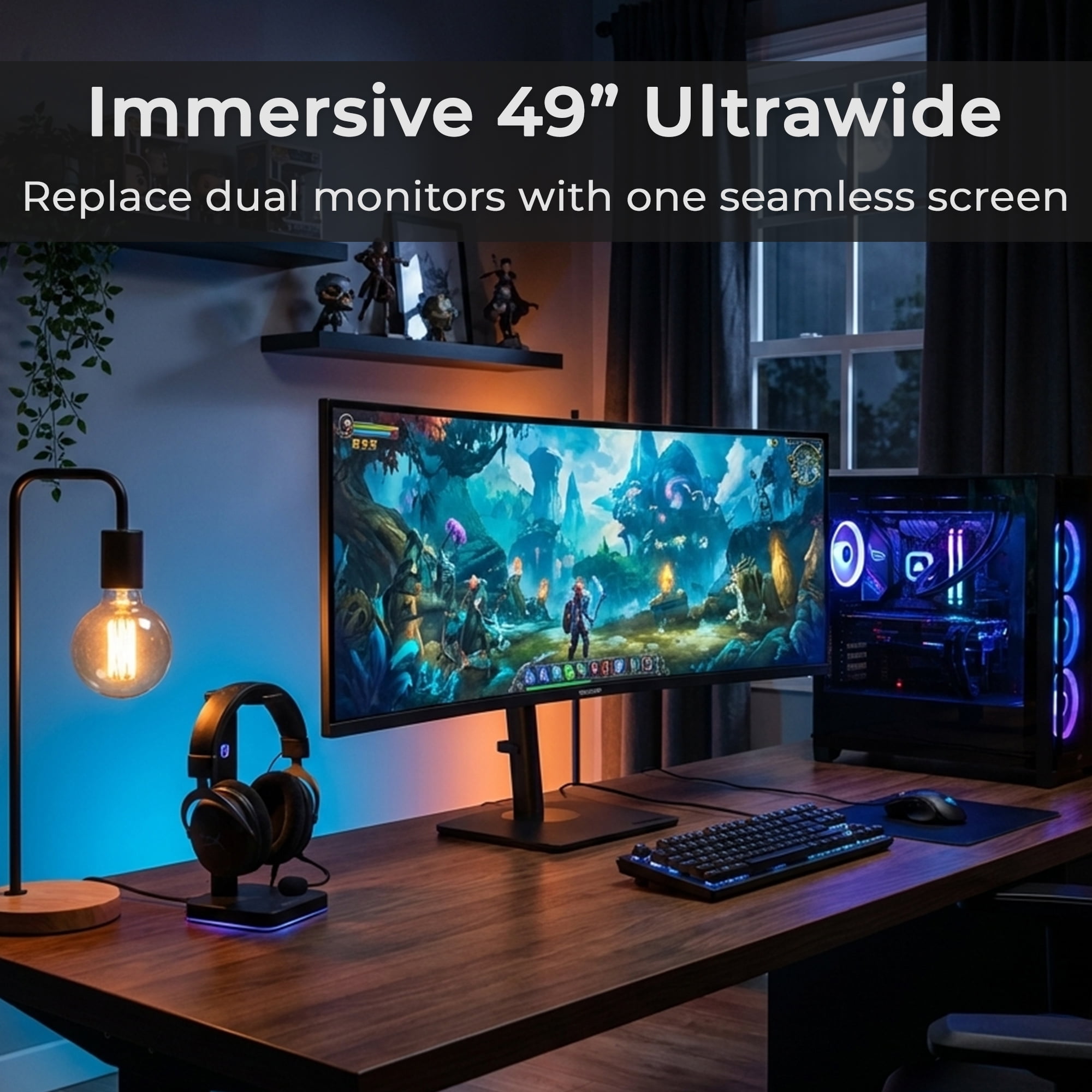 Deco Gear 49” DQHD Curved Ultrawide Gaming Monitor 165Hz USB-C KVM