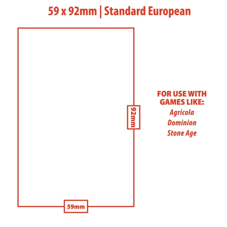 Standard European Board Game Sleeves (50ct) for 59mm x 92mm Cards - Walmart.com Standard European Board Game Sleeves (50ct) for 59mm x 92mm Cards - Walmart.com