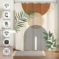 thumbnail image 4 of Dznils Boho Shower Curtain with Hooks, Modern Abstract Fabric Bathroom Curtain, 72" x 72", Tan, 4 of 11