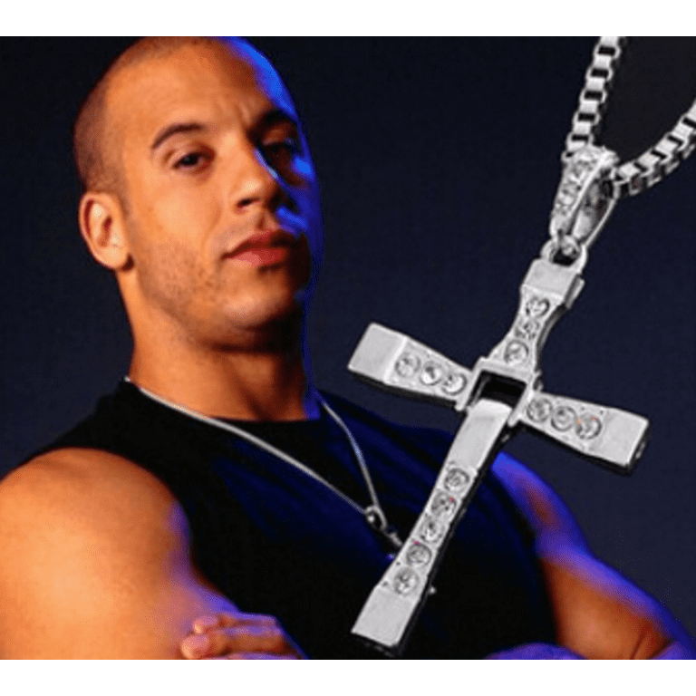 Dom Toretto Silver Cross Necklace Fast And Furious Dominic Vin Diesel  Costume 