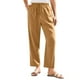 thumbnail image 1 of Pantalones informales de lino para mujer - Cintura alta elástica con bolsillos, 1 of 6