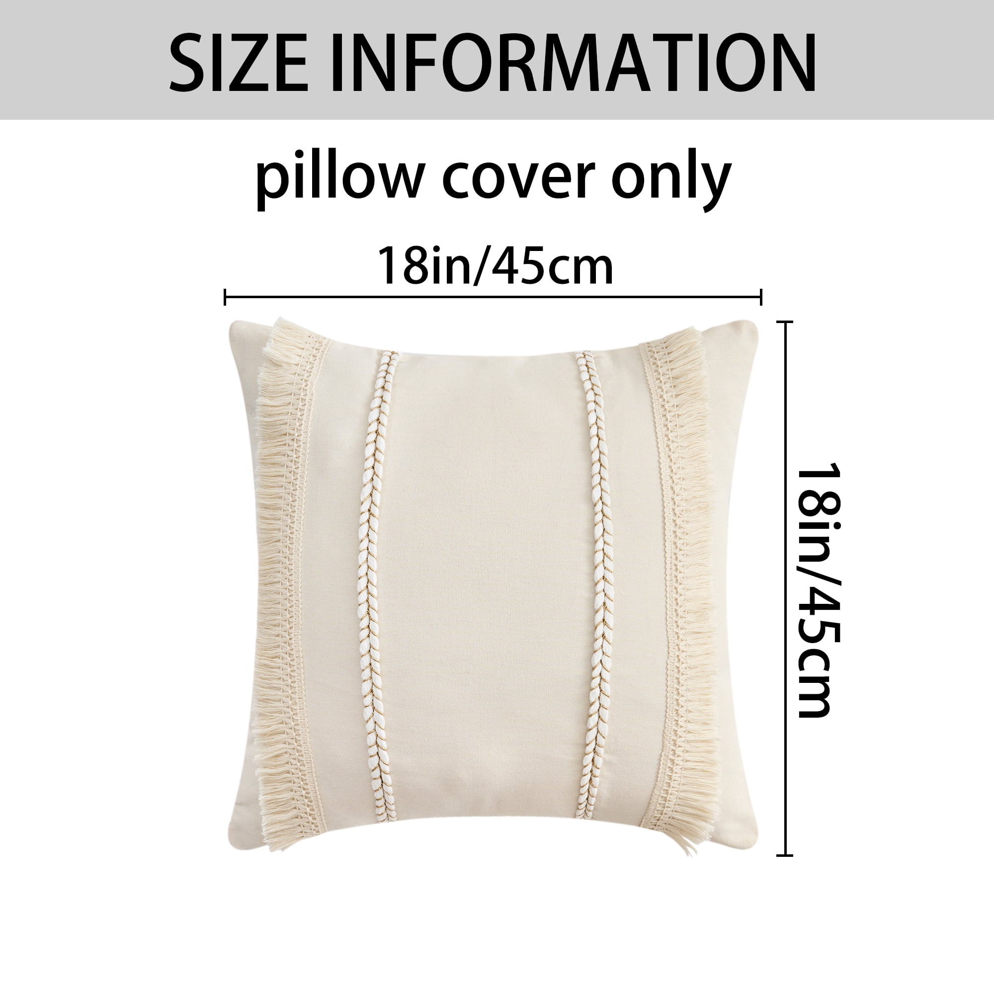 Unique Bargains 4 Pcs Boho Modern Textured Pillow Cover Beige/Yellow 18" x 18"