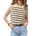 thumbnail image 2 of ShomPort Knit Striped Tank Tops for Women Spring/Summer Round Neck Sleeveless Vest Fashion Matching Vest Tops, 2 of 6
