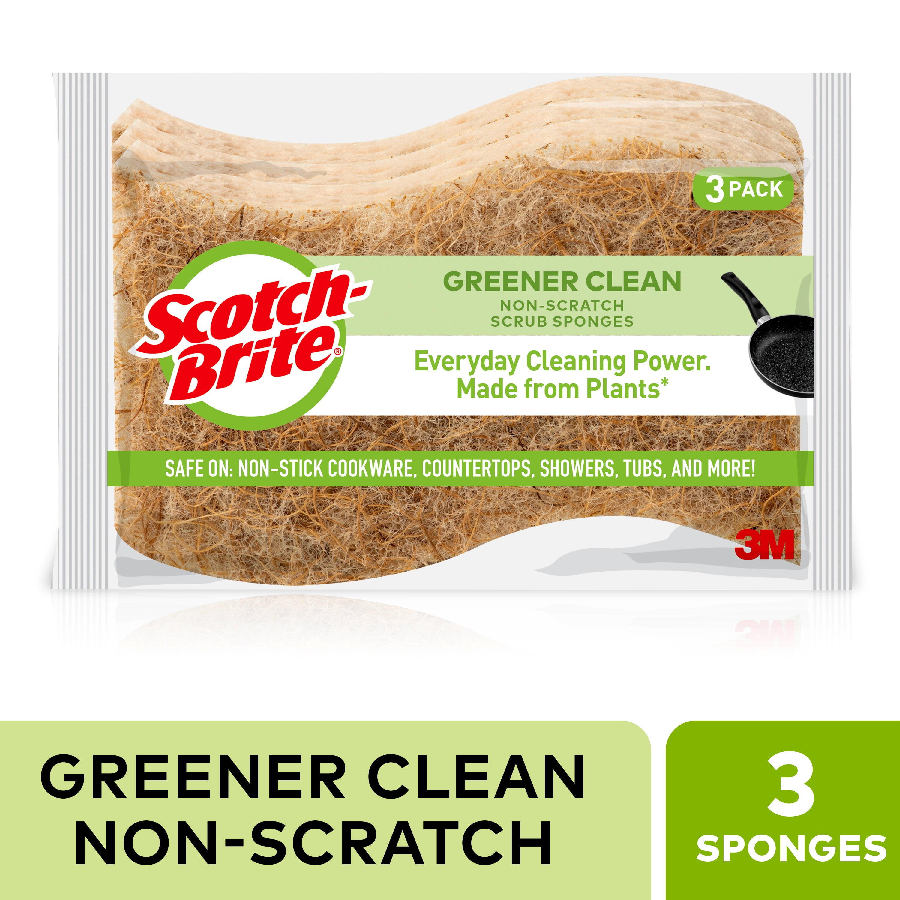 ScotchBrite Greener Clean NonScratch Scrub Sponge, 3 Count Walmart