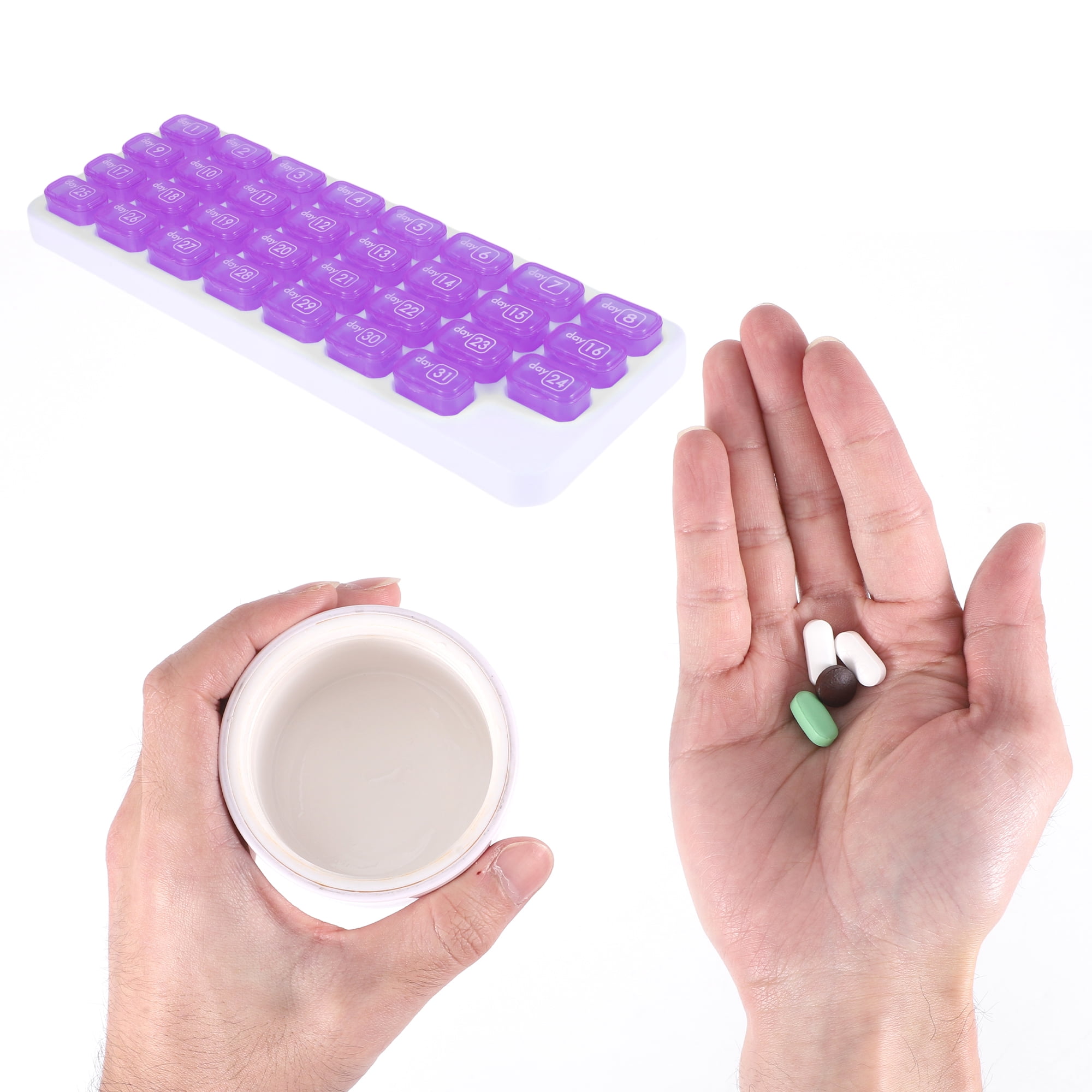 Unique Bargains Lightweight 31 Grids Keyboard Style Pill Dispenser Purple