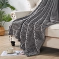 thumbnail image 6 of Home Soft Things Shaggy Wavy Faux Fur Throw Blanket with Micromink Back, Luxury Soft Cozy Plush Fluffy Fuzzy Reversible Thick Warm Throw Blanket, 50x60 inches, Grey, 6 of 11