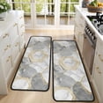 thumbnail image 4 of Kitchen Rugs Sets Of 2,Gray Marble Gold Hexagon Pattern Anti Fatigue Kitchen Mat Rugs Non Slip Washable,Decorative Kitchen Floor Mats for Kitchen,Sink,Laundry,17"x47"+17"x47", 4 of 5