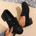 thumbnail image 5 of Elegant Women's - Loafers with Sequin, Black Glitter - Shoes with Chunky Heel Dress Shoes for Party Wedding, 5 of 5