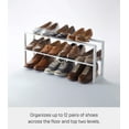 thumbnail image 3 of Yamazaki Home Expandable Shoe Rack - Two Sizes, White, Steel, Double, Holds 6 to 12 shoes, Expandable, 3 of 7