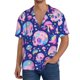 thumbnail image 1 of Balery colorful Skull mushroom rainbow Camisa Casual de Manga Corta con Botones para Hombre, Texturizada, Estilo Cubano, para Playa, Verano-X-Large, 1 of 5
