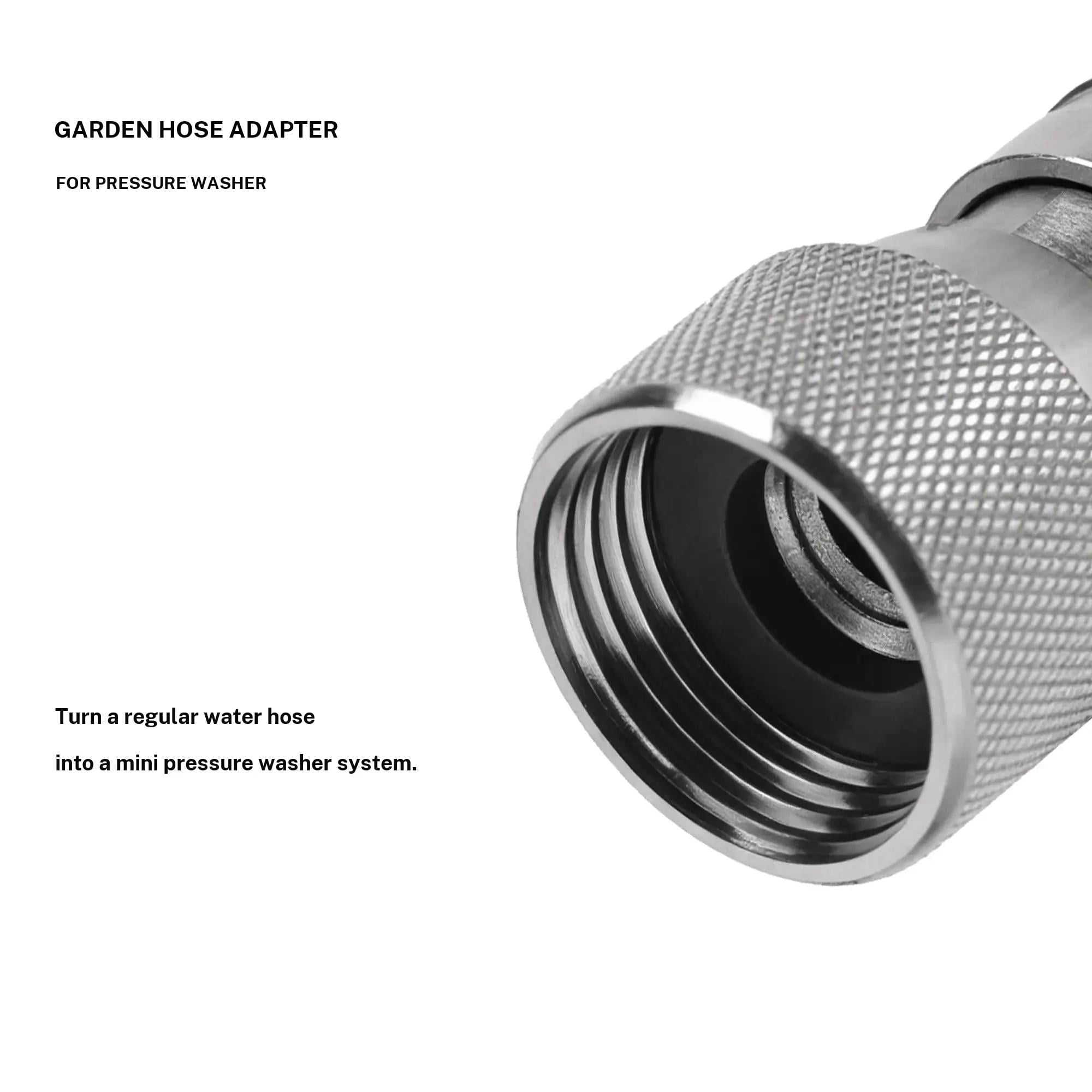 3/4" GHT to 1/4" Quick Connect Garden Hose to Pressure Washer Adapter, Stainless Steel Garden Hose Connectors, Tool-Free Install, Leak-Proof for Car Washing, Yardwork