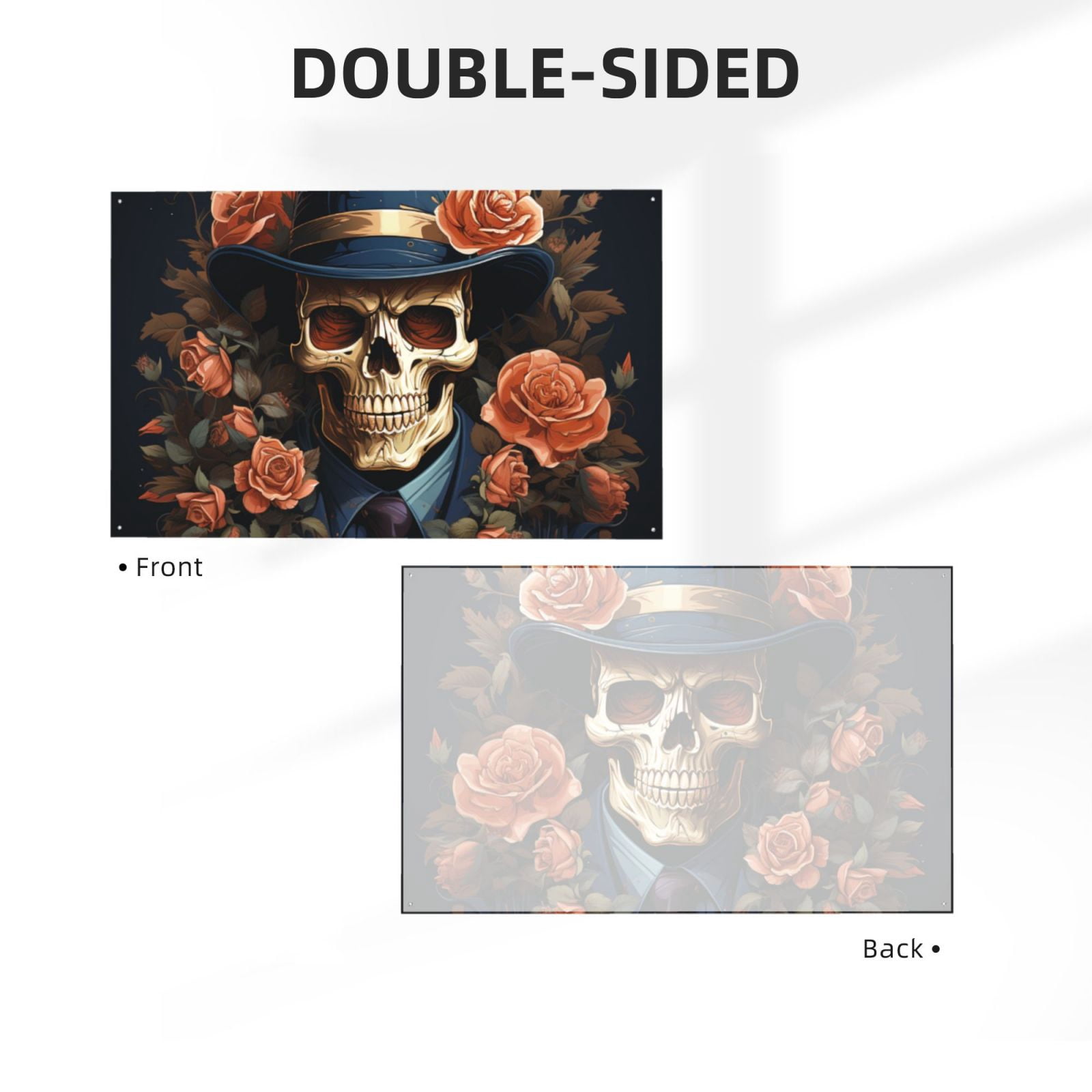 Gangster Death Skull Gothic Art Four Hole Decorated Banner Flag for Garden Yard Home Decoration Indoor Outdoor 4x6 Ft