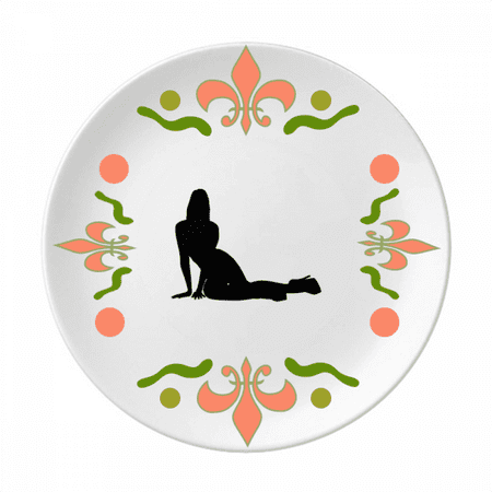 

Hot Beautiful Woman Side Outline Flower Ceramics Plate Tableware Dinner Dish