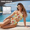 thumbnail image 4 of Garronmavis Bikinis Sets for Women 2 Piece Tropical Fruit Twist Front Swimsuits Tummy Control Crisscross Tie Back Bathing Suit Side Drawstring Swimwear, 4 of 6