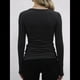 thumbnail image 4 of Camisetas Básicas Ajustadas Informales de Cuello Redondo y Larga Acanaladas para Mujer Negro L, 4 of 6