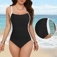 thumbnail image 6 of GEWSEY Womens Tummy Control One Piece Swimsuit Multicolor Sexy Crisscross Back Bathing Suit (Black, L), 6 of 8