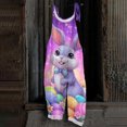 thumbnail image 2 of Women's jumpsuit Easter print casual loose retro shoulder strap cotton and linen, 2 of 5