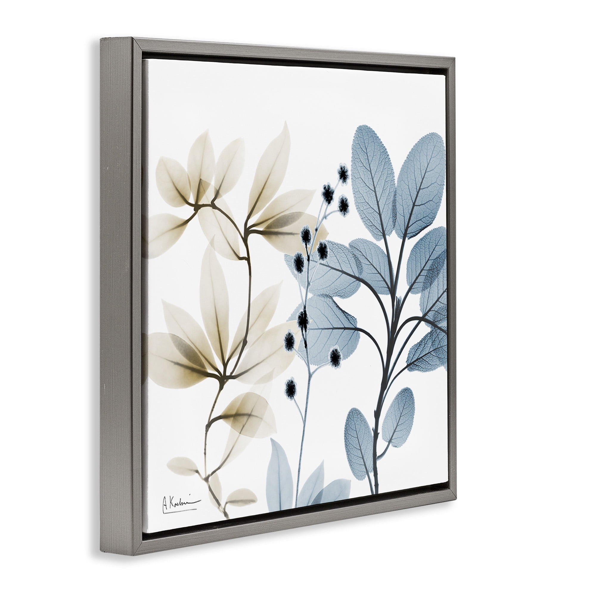 Stupell Industries Modern Herb Sprigs Botanical & Floral Painting Gray Floater Framed Canvas Art Print Wall Art, 25 x 25