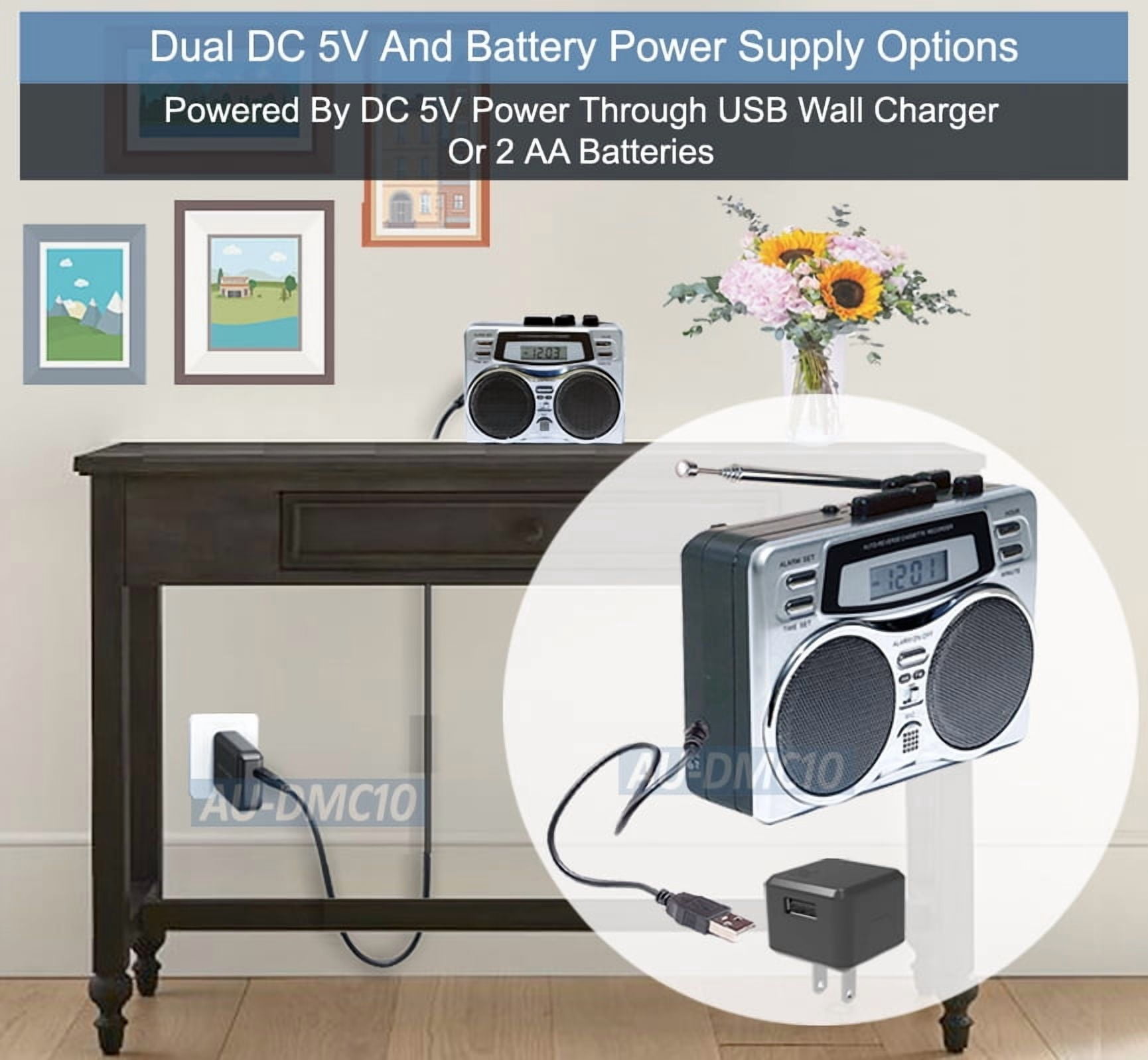 Allaboutadapters AU-DMC10 All-in-1 Walkman Battery, Powered Portable, Radio, Black