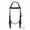 Brown silver Studs, variant on Latigo Leather Pony Bridle with Roller Buckles, Engraved Concho Accents White Contrast Stitching Western Pony Headstall with Easy Adjustment 78J10-P