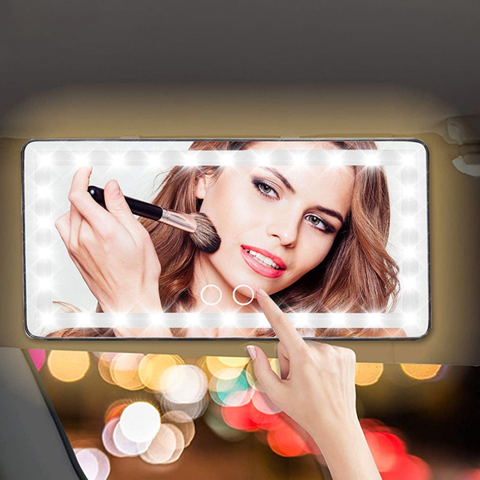 Dpityserensio Car Visor Vanity Mirror, Rechargeable Vanity Mirror with