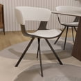 thumbnail image 3 of LeisureMod Dining Chair Upholstered in Leather with Curved Open-Back Design and Powder-Coated Iron Legs for Modern Home, Living Room, Kitchen Nymia Collection in Dark Walnut/White, 3 of 12