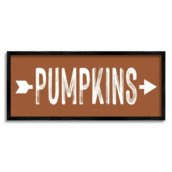 Stupell Industries Pumpkins Pointing Right Holiday Painting Black Framed Art Print Wall Art, 24 x 10