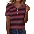thumbnail image 2 of Plebaso T-Shirts à Rayures Col en V pour Femmes Manches Courtes Été Décontracté Blouses Amples pour Femmes, 2 of 7