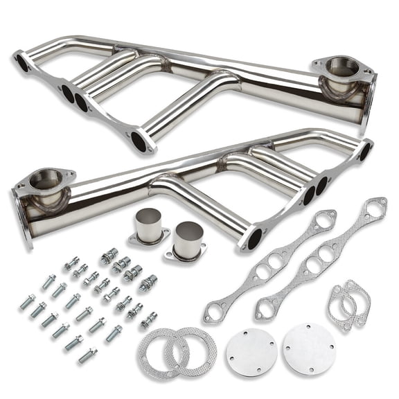 Polished Stainless Steel Lake Style Exhaust Headers For SBC 265-400 V8 Hot Rod
