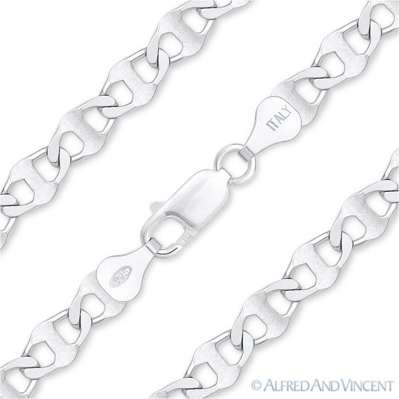 6mm RPM Squash Link Italian Chain Bracelet in Solid .925 Sterling Silver