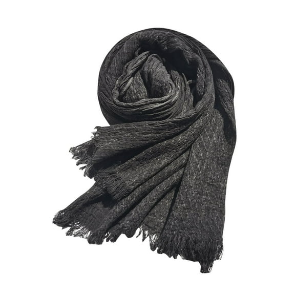 UTSJKR Women's Cotton Linen Scarves Unisex Warm Soft Long Tassel Shawl Outdoor Fall Winter Women Soft Long Shawl Wrap Dark Gray