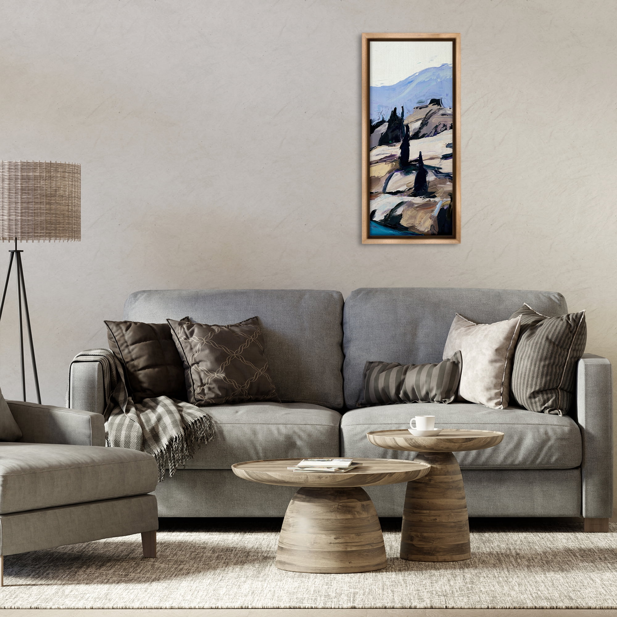 Stupell Industries Nature Scene Visage Landscape & Nature Painting Brown Floater Framed Canvas Art Print Wall Art, 14 x 31
