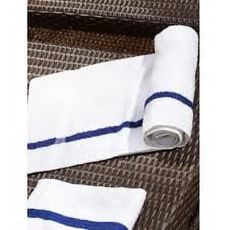 Towels N More 12 Pack 24x48 Soft Poolside Towels, Large Super Absorbent Pool Towel White with Blue Center Stripe for Home Pool Spa Gym Hotel Motel Rental Room Use 100% Cotton Bath Towels