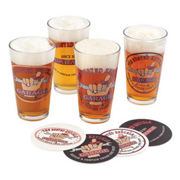 Busted Knuckle Garage BKG-78701 Ensemble de Verres à Pinte, Multicolore - Lot de 4