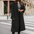 thumbnail image 2 of Lovskoo Womens Winter Coats Elegant Pea Coat Notched Lapel Collar Double Breasted Long Sleeve Wool Blend Overcoat Black, 2 of 8