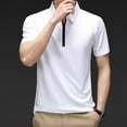 thumbnail image 2 of AOMPMSDX Mens Zipper Shirt Casual Quarter Zip Tee Shirt Vintage Short Sleeve Collared T Shirt Summer Pullover Tshirt White XXXL, 2 of 6