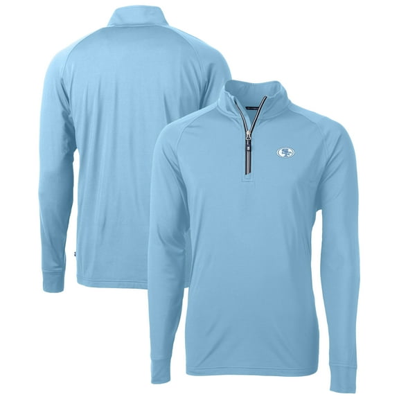 Men's Cutter & Buck Powder Blue San Francisco 49ers Raglan Adapt Eco Knit Stretch Recycled Quarter-Zip Top
