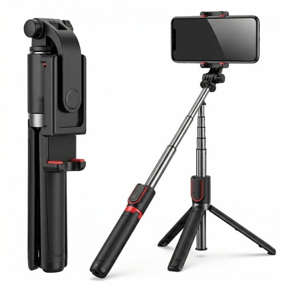 CYYI Selfie Stick Tripod, 67" Extendable Phone Stand with Wireless Remote and Detachable Holder for Cellphone - Portable for Travel