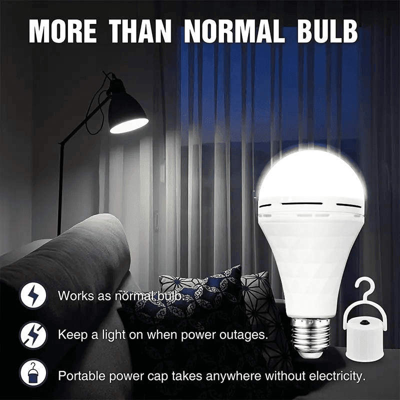 8PCS/4PCS Rechargeable LED Light Bulbs 80W Equivalent 1200mAh Battery Backup for Power Outages Emergency Use A19 Size E26/E27 Socket Portable Flashlight