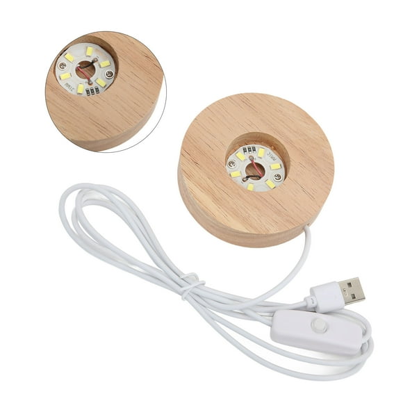 Led Light Base Solid Wood 5V Decoration Round Lighting Oak Lamp Lamp Holder Switch 2Cm 0.8In Floor Lamps