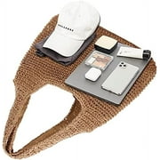Zendure Hand-woven Soft Large Straw Shoulder Bag Boho Straw Handle Tote Retro Summer Beach Bag Rattan Handbag (Khaki)