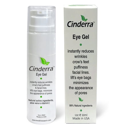 Cinderra Eye Gel 30ml Instantly Reduces Wrinkles Crow's Feet Puffiness & Facial Lines Lift's Eye Bags Minimizes the Appearance of Pores, Works with Makeup Natural Ingredients Ageless